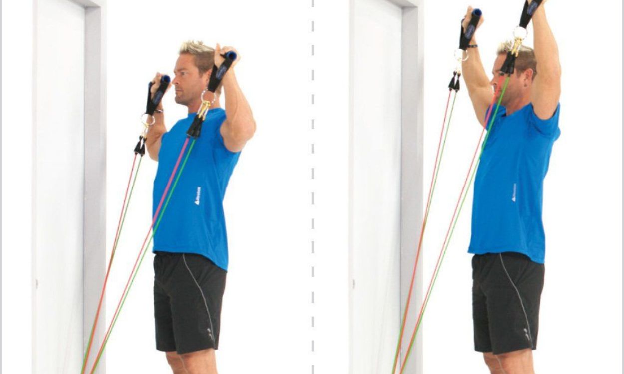 How can I work out my shoulders with a resistance band anchor at